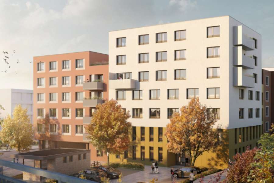 Das Quartier Maximilian liegt zentral am Ring im Nürnberger Stadtteil Eberhardsdorf und ist durch Bus und U-Bahn sehr gut an das Zentrum Nürnbergs angebunden. FOTO: UmweltBank AG