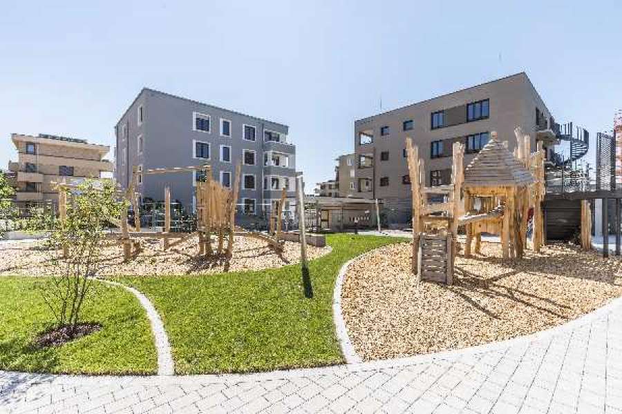 Eine Kita ist beim neuerrichteten Quartier Gutleutmatten auch entstanden. FOTO: FSB