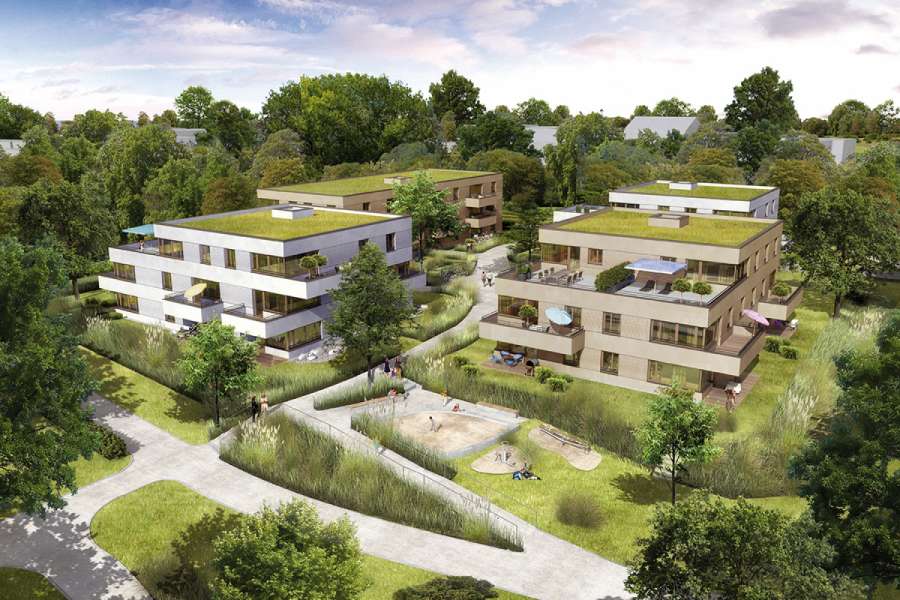 Illustration des WHS-Projekts „Parkquartier Bruck“. Foto: Wüstenrot Haus- und Städtebau (WHS).