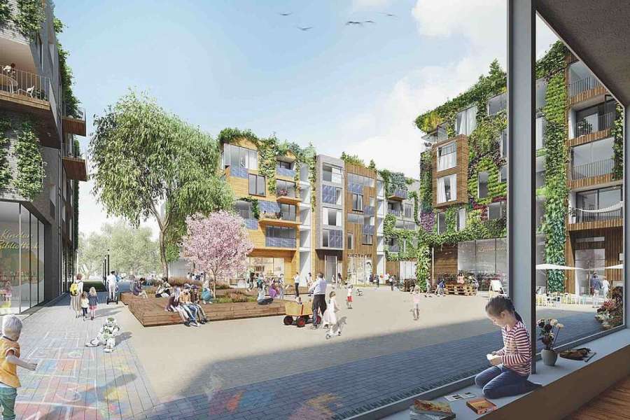 Mit dem Schumacher Quartier wird ein großes Holzbau-Quartier realisiert.Visualisierung: Tegel Projekt GmbH