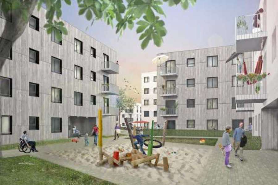 Anwohner im berliner Bezirk Johannisthal wurden bereits in der Entwurfsphase für das Neubauprojekt in die Planung einbezogen. Visualisierung: rödig schop architekten PartG mbB