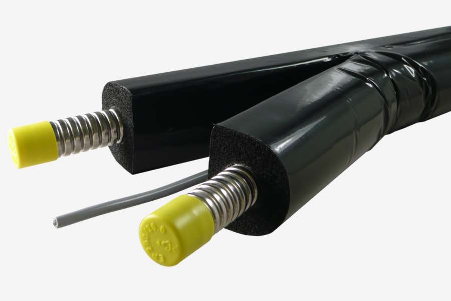 Mit dem Doppelrohrsystem AEROLINE INOX SPLIT 100 von der AEROLINE TUBE SYSTEMS Baumann GmbH lassen sich die Anforderungen an die Dämmung von Solarleitungen einfach erfüllen. Foto: AEROLINE