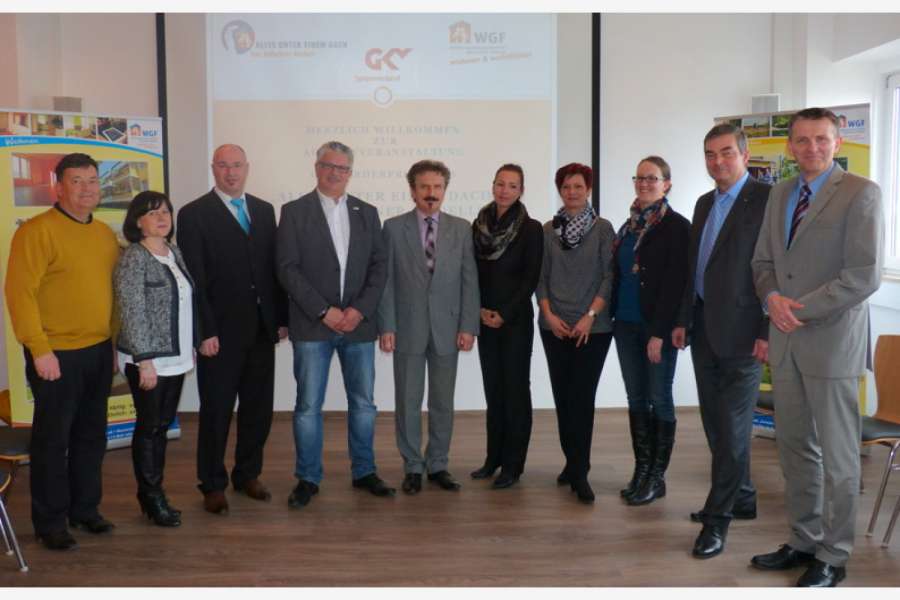 Projektpartner (v.l.n.r.): Hans- Joachim Egerer, Regina Schulze, Michael Tatz, Tino Gaumnitz, Bernd Wetzig, Alexandra Brylok, Katja Näther, Philine Meyreiß, Stefan Viehrig, Dr. Michael Uhlmann. Foto: VSWG