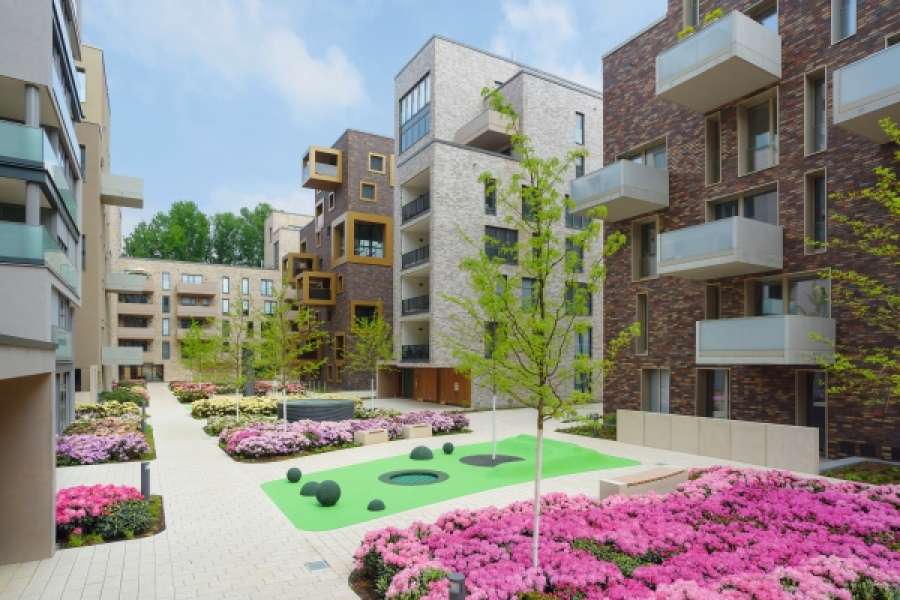 Das Wohnquartier auf dem ehemaligen Gelände der Pelikan AG in Hannover, entwickelt von Gundlach, wurde in 2016 mit dem Prix d'Excellence Gold Award ausgezeichnet. FOTO: GUNDLACH