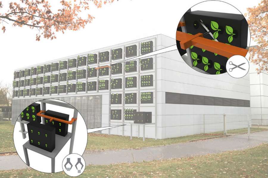 Automatisierte vertikale Begrünung (Bild: © Graphik: Fraunhofer IPA)