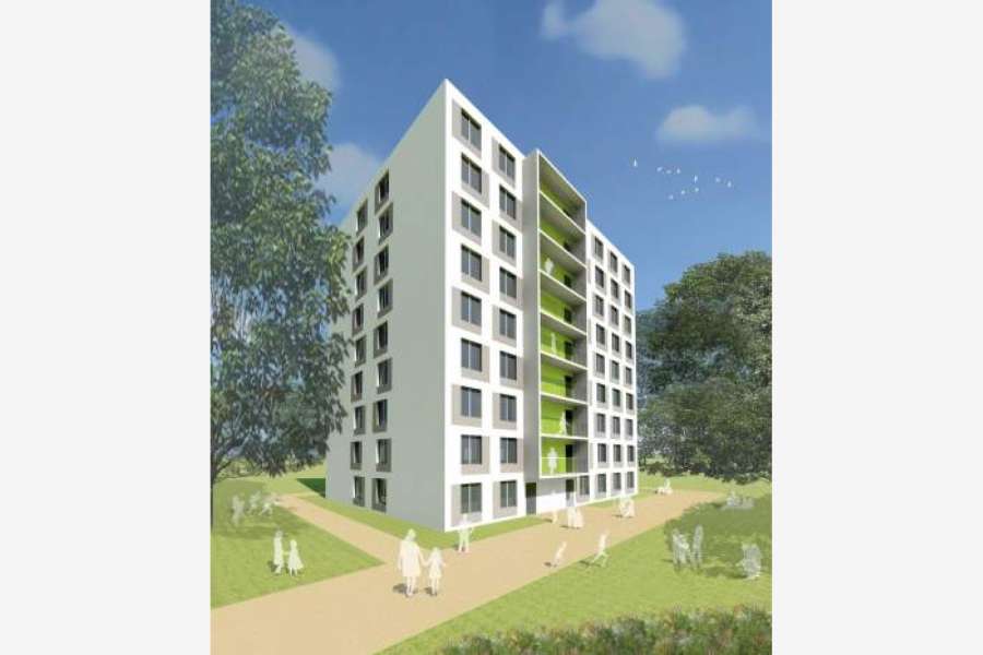 Visualisierung GEWOBAG. So wird der Neubau in der Bernauer Str. 138 A zukünftig aussehen.