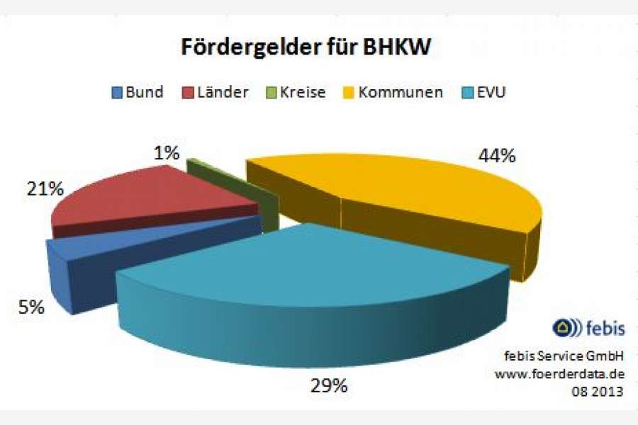 Über 1.600 Förderungen stehen derzeit für effiziente Heizungen bereit, über 500 Förderungen davon für BHKW. Quelle/Grafik: febis Service GmbH