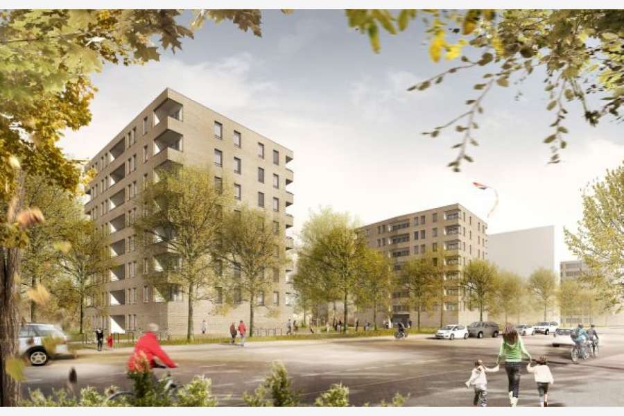 96 Wohnungen errichtet die HOWOGE ab August 2017 ab der Sewanstraße in Berlin-Friedrichsfelde.Foto: Thoma-Architekten
