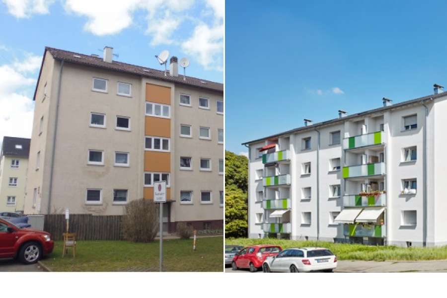 Vorher, nahher: Die WBL Ludwigsburg modernisierte warmmieteneutral. FOTO: WBL/ D. STRAUSS, Besigheim