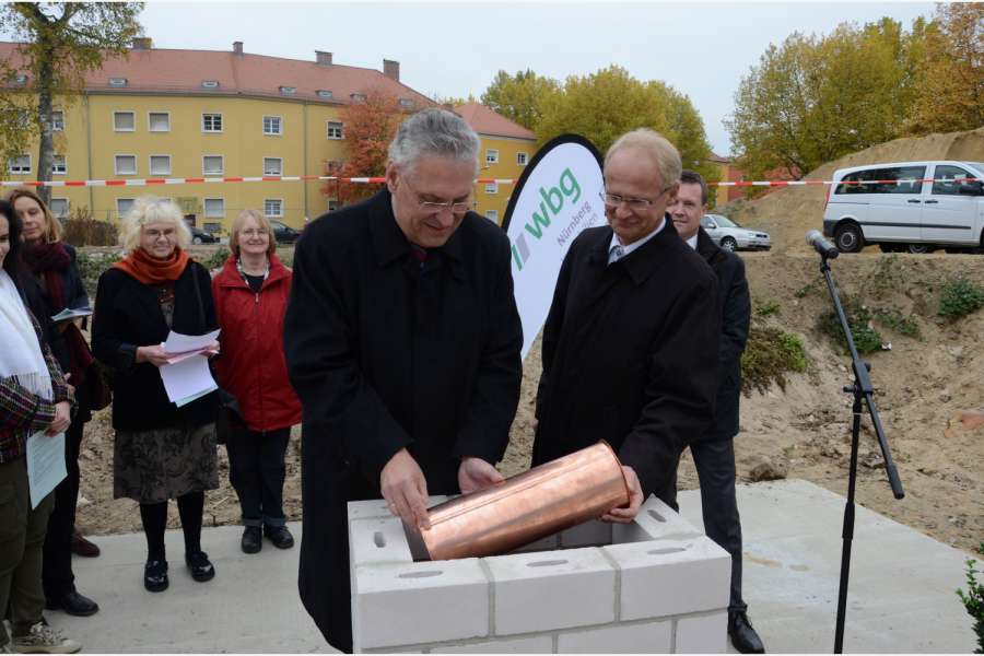 Grundsteinlegung für 138 neue Mietwohnungen, davon 32 mit öffentlicher Förderung, Foto: wbg Nürnberg GmbH