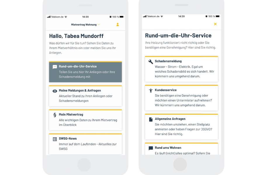 Das Wohnungsunternehmen SWSG verspricht sich mit einer MieterApp im besseren Kontakt mit ihren Mietern zu stehen und die Verwaltungsmitarbeiter zu entlasten. Quelle. SWSG