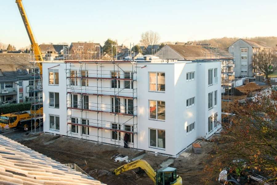Gebäude kurz vor der Vollendung: Serielles Bauen funktioniert. FOTO: VONOVIA SE