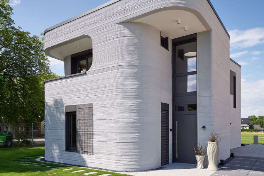 Schickes Teil und sehr innovativ. Das erste Haus aus dem 3D-Drucker in Deutschland ist fertig. BILD: PERI AG