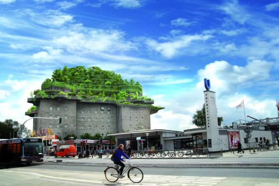 Der Hochbunker auf dem Hamburger Heiligengeistfeld soll demnächst üppiges Grün tragen. Foto: Planungsbüro Bunker, Hamburg
