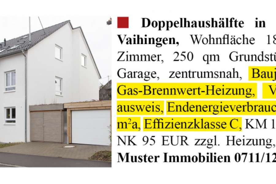 Die Pflichtangaben in Immobilienanzeigen nach der neuen EnEv. FOTO: MINOL