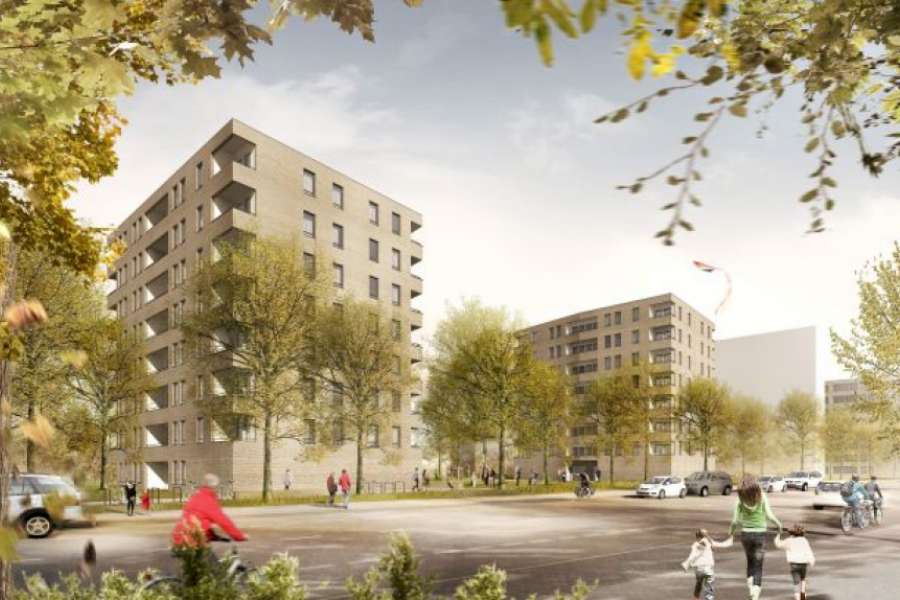 96 Wohnungen errichtet die HOWOGE ab August 2017 ab der Sewanstraße in Berlin-Friedrichsfelde.Foto: Thoma-Architekten